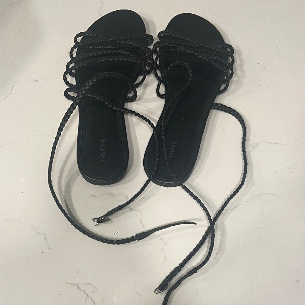 Women's Black Braided Gladiator Sandals